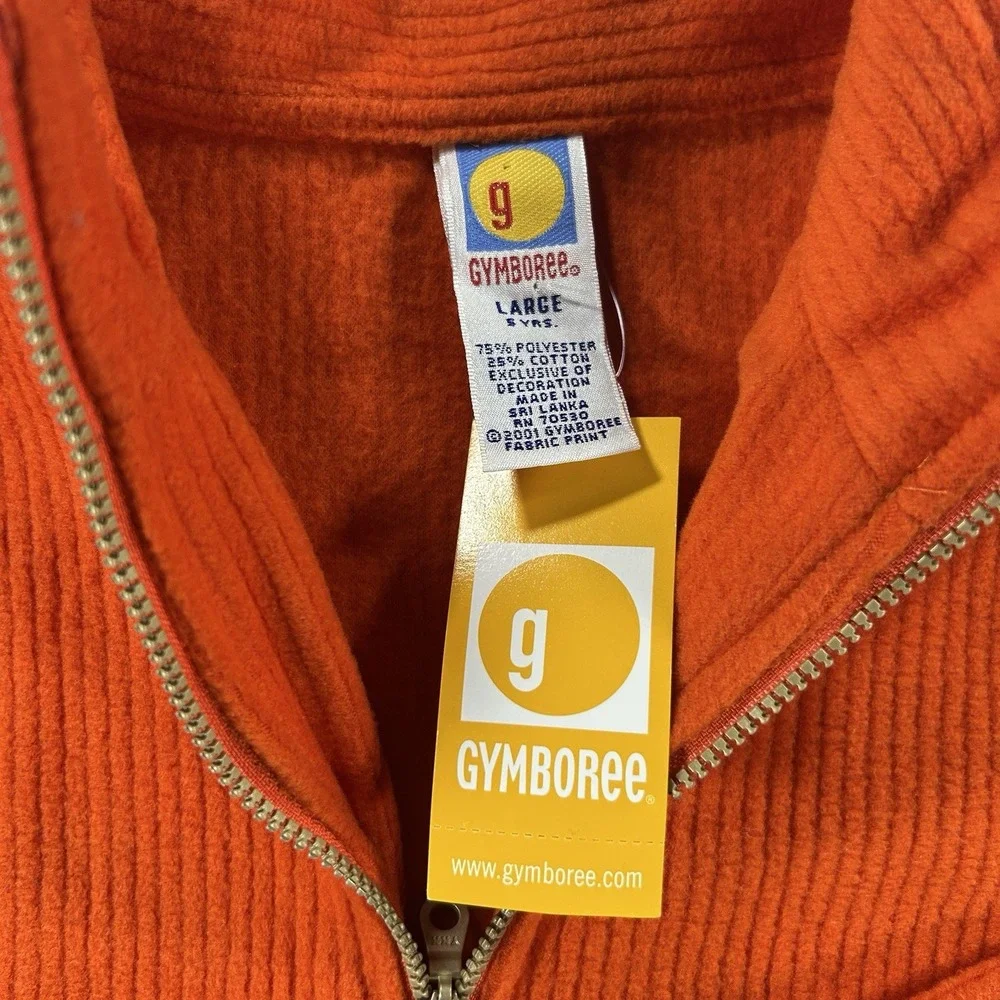 VTG 2001 Gymboree‎ 5yrs Homegrown Collection Orange Fleece Pine Trees 1/4 Zip